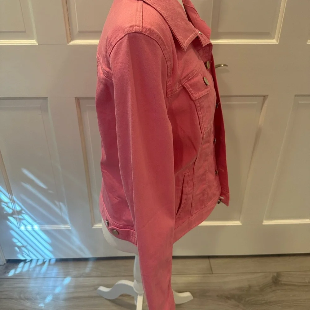 Talbots Pink Denim Jacket Sz L - Picture 4 of 16